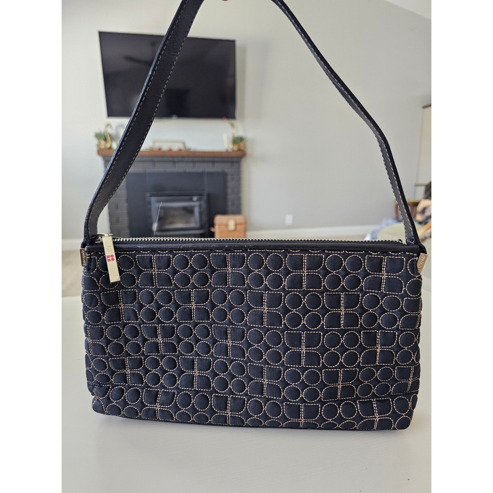 Kate Spade New York Quilted Nylon Shoulder Bag Black Pink Interior Vintage